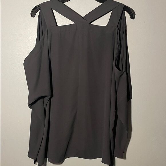 Juicy Couture Charcoal Cold Shoulder Blouse - Picture 2 of 4